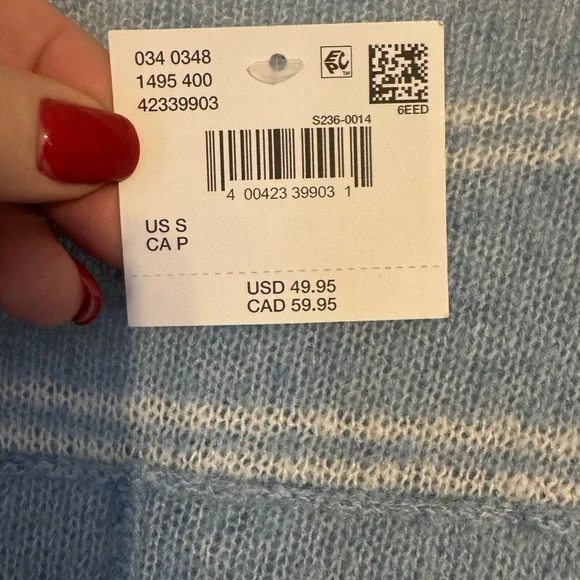 NWT American Eagle  Blue/White LIGHTWEIGHT V-Neck SPRING SWEATER   SMALL  #4 - Picture 13 of 13